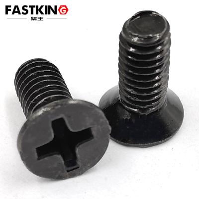 China DIN965 Carbon Steel Flat Black Color Cross Drive Dipped Flat Head Screw for sale