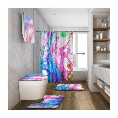 China Sustainable Interesting And Colorful Shower Curtain , Rainbow Painting 3d Digital Printing Polyester Shower Curtain for sale