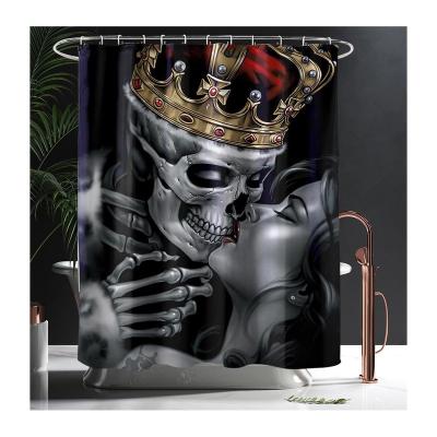 China Sustainable Beauty Girl Skeleton Shower Curtain Waterproof 3D Printing Bathroom Sets With Shower Curtain And Covers for sale