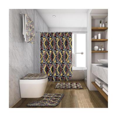 China Moroccan Pattern Art Home Bathroom Decor Curtain Modern Polyester Tile Shower Curtain Viable Vintage Geometric Farmhouse for sale