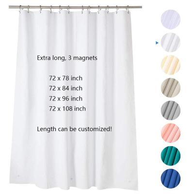 China Sustainable Machine Washable Mold And Rust Resistant Waterproof Bathroom Fabric Extra Long Single Fabric Shower Curtain White Liner With Magnet for sale