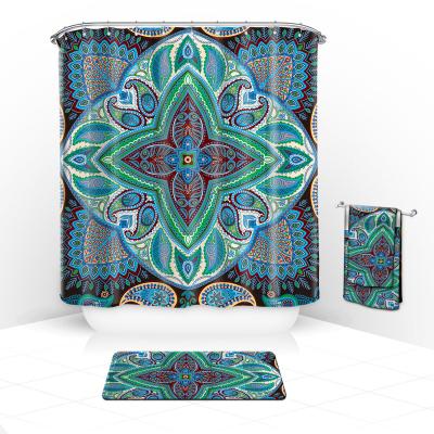 China 100% Polyester Sustainable Fabric Washable Shower Curtain Kit Ethnic Shower Curtains for sale