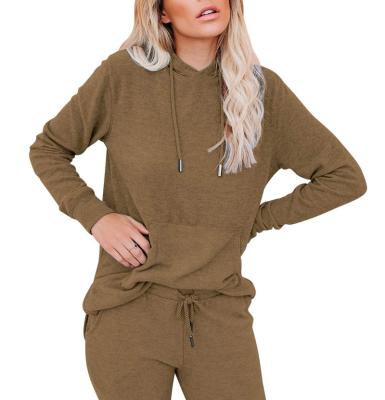 China Casual Fashion Hooded Cute Sweatsuits With Crop Top Jogger Pocket Long Sleeve Short Two Piece Clothing Set Women Clothing for sale