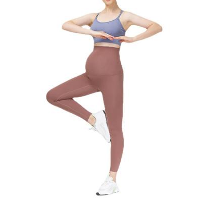 China RTS Gaiters Yoga Solid Color Breathable Comfortable Seamless Pregnant Antimicrobial Maternity Pants for sale