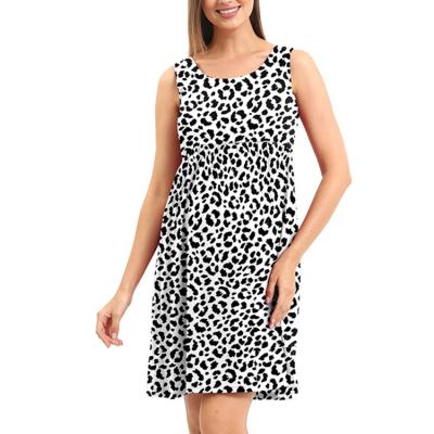 China Mini Maternity Women Dresses Fashion Leopard Print Summer Pregnancy Dress Casual Bodycon Sleeveless Custom Wholesale Antibacterial Clothing for sale