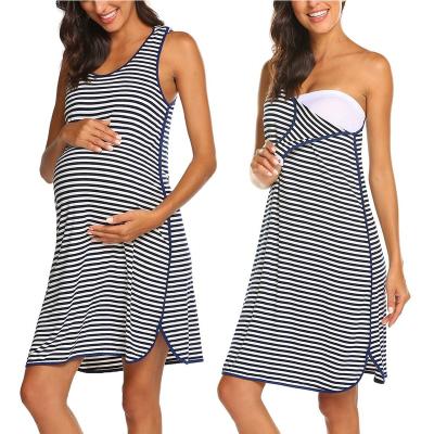 China Maternity Women Casual Nursing Nursing Dresses Fashion Nightgown Pregnancy Dress Breathable Sleeveless Custom Clothing Wholesale for sale