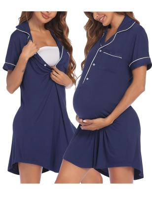 China Custom Made Casual Nursing Nursing Maternity Women Sleepwear Button Cotton Dresses Wholesale Elegant Breathable Pregnancy Dress for sale