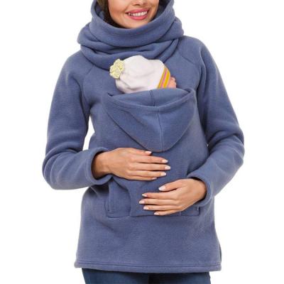 China Custom Winter Fashion Baby Sweatshirt Wholesale Carrier Kangaroo Coat Fleece Maternity Jacket Pregnant Clothes For Mom for sale