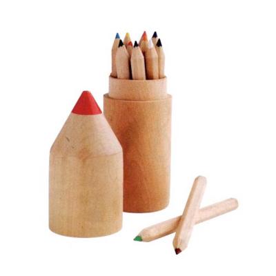 China For Promotion Promotional 12 PC Mini Wooden Coloring Pencil With Wooden Case for sale