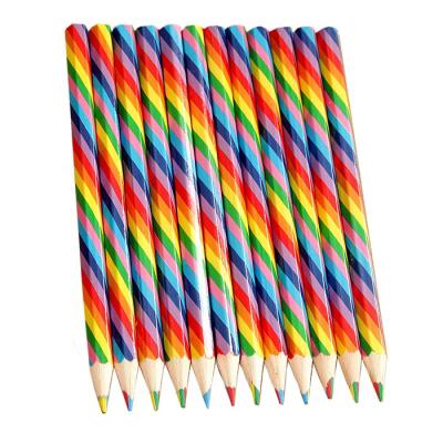 China For Promotion Hexagonal Wooden Elephant Rainbow Multi Color Pencil for sale