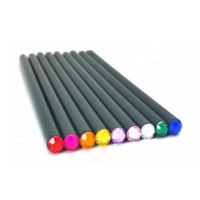 China Custom Logo Printed Black Wooden Pencil Promotional Pencil With Crystal Top for sale