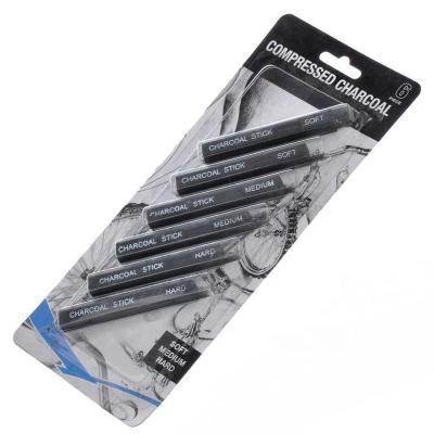 China Fine Art Professional Artist Compressed Charcoal Sticks for Drawing 6 Packs for sale