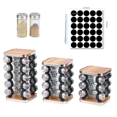 China Viable Revolving Seasoning Organizer For Cabinet Stainless Steel Spice Standing Tower Spice Rack Rotating Organizer With Jar for sale