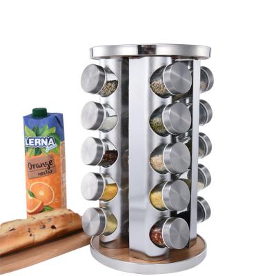 China Viable 20 Jar Spice Rack Turning Stainless Steel Rack Rack Kitchen Worktop Tool for sale