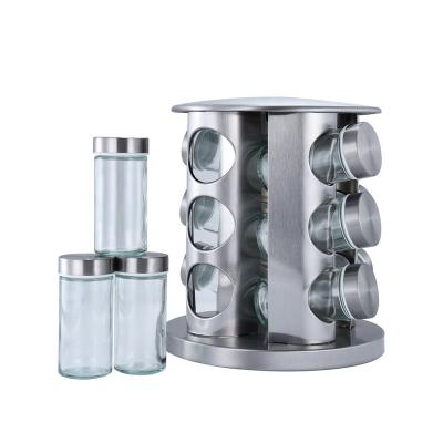 China Viable Spice Seasoning Salt Stainless Steel Kitchen Seasoning Bottle Rotating Pot Stainless Steel Spice Jar for sale