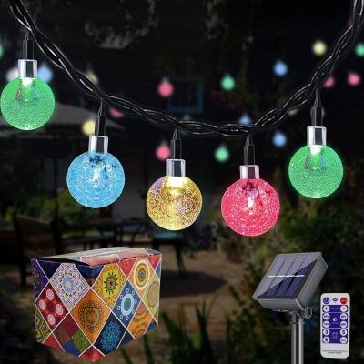 China Garden 36 Feet 60 Warm White LED Crystal Ball Outdoor Solar String Lights for sale