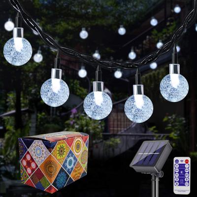 China Stainless + PP iMato Hot Sale 60 Per String Solar LED Crystal Ball Light String for sale