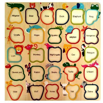 China Eco-friendly Non-Toxic Wooden Match Shape Alphabet Board Puzzle Hand Puzzle Educational Hand Games For Children for sale