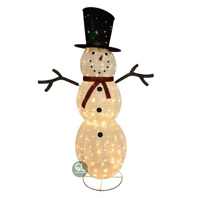 China Fabric China Factory Lights Led Outdoor Christmas Metal Christmas Decorations 3D Pop Up Snowman for sale