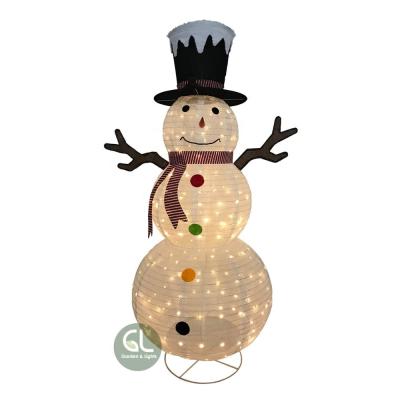 China Fabric China Factory Outdoor Led Light Big Up Outdoor 3D Sound Up Metal Snowman Christmas Lights Decorations for sale