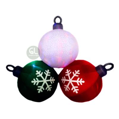 China Hot Selling Outdoor 7ft Polyester Giant Christmas Light Ball Ornaments Bulk Inflatable Christmas Ball for sale