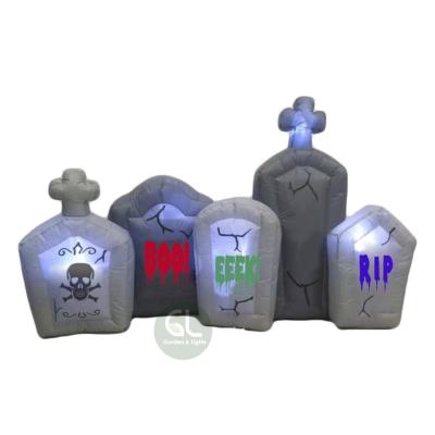 China 6FT Polyester Inflatable Tombstone, Halloween Headstone, Lighting Headstone Decoration for sale