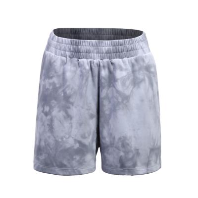 China Breathable Custom Wholesale Womens Polyester Spandex Tie Dye Polyester Shorts Woman Active Wear Sports Gym Jogger Shorts With Pocket for sale