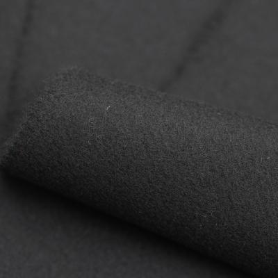 China Melton 800g Milled Fabric Autumn And Winter Viable Woolen Clothing, Wool Fabric, Black Colored Woven Plain Woolen Fabric for sale