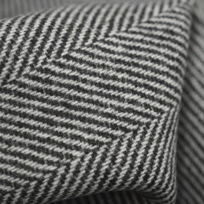 China Viable stain, black and white mixed color, double-sided herringbone, alpaca wool fabric, thick autumn winter coat wool fabric for sale