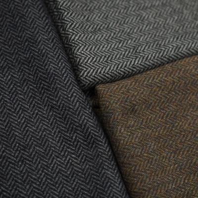 China Small viable spot herringbone woolen woolen fabric, spring and autumn coat woolen fabric, different color woolen warp and weft fabric for sale