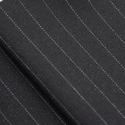 China Men's and Women's Stain Stripes Fabric 288g Spring Worsted Thin Fabric Viable, Black, Vertical and Fall Suits Wool for sale