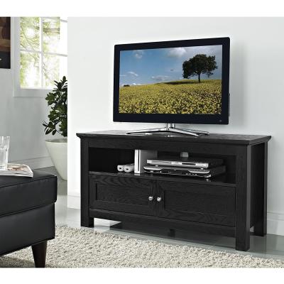 China Black Slim Wooden Television Stands Mdf With Fancy Pvc Lamination for sale