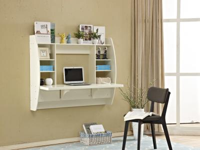 China Wall Mounted Wood Computer Desk With Laid Down Table / Multi Shelves for sale