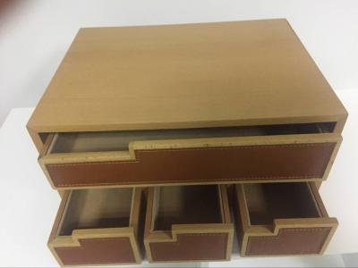 China Wood Desktop Organizer With Drawers , Brown Desk Organizer Set Mdf for sale