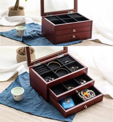 China Ladies Modern Stackable Jewelry Storage Box With Glass Lid / Drawers for sale