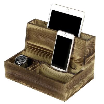 China Mens Cell Phone Wooden Charging Station For Desk Sundries Customized Color for sale