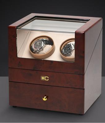 China Dual Wooden Watch Case , Automatic Watch Winder With Soft Velvet Pillows for sale