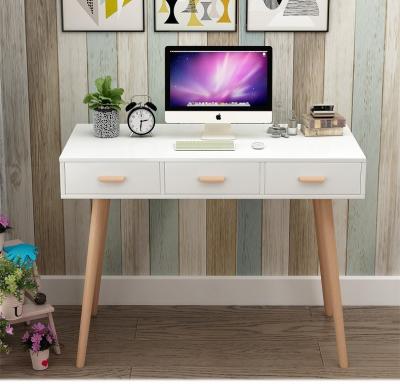 China Nordic Style White Office Wood Computer Desk With Three Sliding Drawers for sale