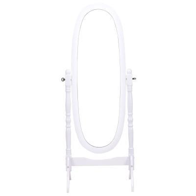 China Oval Wooden Dressing Mirror , White Free Standing Mirror For Women for sale