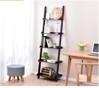 China Thick Wood Five Shelf Storage Rack  , Different Widths Decorative Wooden Ladder for sale