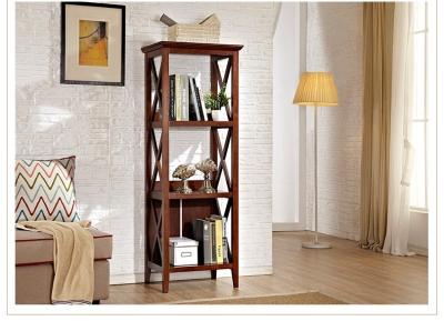 China Three Shelf Tall Sturdy Narrow Wooden Book Case / Bookcase For Home for sale