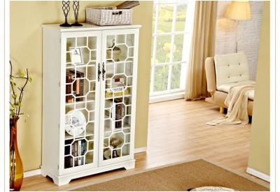 China Bookcase With Glass Doors , Trustic All White Bookcase Cabinet  for sale