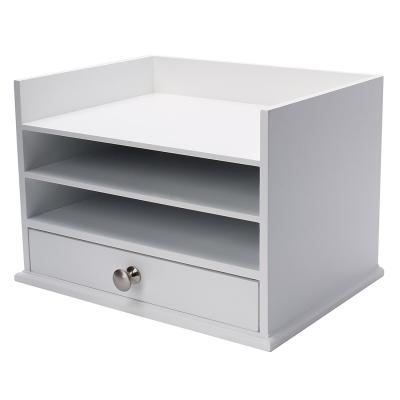 China Office Wood  Desk Paper Organizer , White Desk Organizer With Drawers for sale