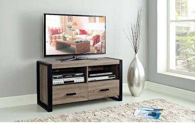 China Metal Legs Wooden Television Stands With 2 Drawers / Open Shelves for sale