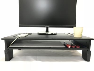 China PVC Laminated Computer Monitor Stand Adjustable Heights With Storage Shelf for sale