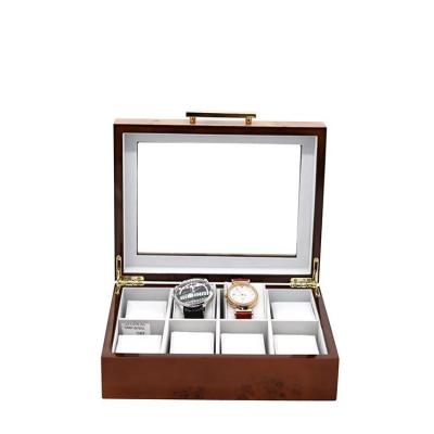 China Personalized Wooden Watch Case With Drawer / Removable Velvet Pillows, with glass window at top for sale