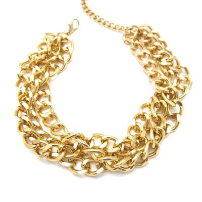 China Wholesale Nickel Free Gold Plated Stainless Steel Chunky Necklace, Trendy Multilayer Gold New Goods Chain Necklace for sale