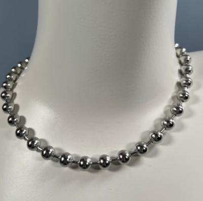 China Wholesale Nickel Free Cheap Silver Plated Big Ball Chain Necklace, High Polished Stainless Steel Fashionable Beaded Necklace for sale