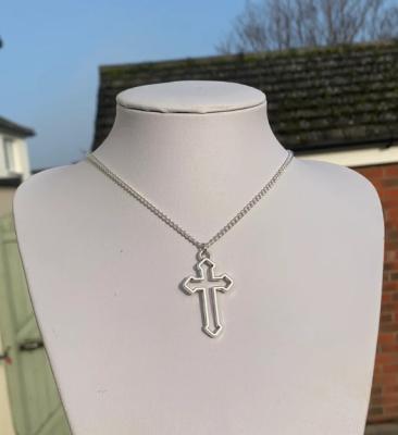 China New Product Ideas Nickel Free Silver Plated Cross Chain Pendant Necklace , Large Stainless Steel Cross Necklace for sale