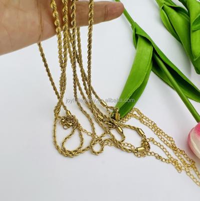 China 2mm 3mm 4mm 5mm Nickel Free PVD Stainless Steel Plated 18k Gold Vermeil Thin Rope Chain Necklace Twisted Chain for sale